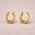 BazarVault® Triple Band Hoop Earrings – Gold Stainless Steel, Layered Luxe Design