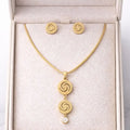 BazarVault® Gold-Plated Stainless Steel Jewelry Set – Spiral Pendant & Matching Earrings