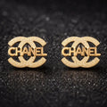 BazarVault® Chanel-Inspired Gold Crystal Stud Earrings – Luxury Stainless Steel Fashion Jewelry