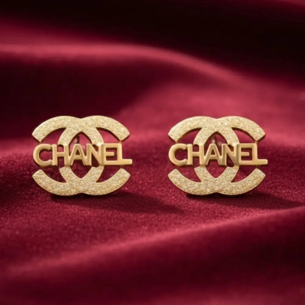 BazarVault® Chanel-Inspired Gold Crystal Stud Earrings – Luxury Stainless Steel Fashion Jewelry
