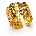 BazarVault® Leaf Lace Ring – Gold Stainless Steel, Openwork Nature-Inspired Design