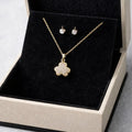 BazarVault® Floral Sparkle Jewelry Set – Gold Necklace & Stud Earrings with Crystal Accents