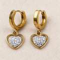 BazarVault® Romantic Heart Earrings – Gold-Plated Stainless Steel with Sparkling Rhinestones