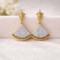 BazarVault® Gold-Tone Stainless Steel Earrings – Versace-Inspired Medusa & Crystal Fan