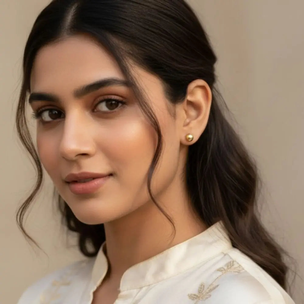 BazarVault® 3-Pair Gold & Black Stainless Steel Earrings Set – Floral Studs, Ball Studs & Clover Dangles