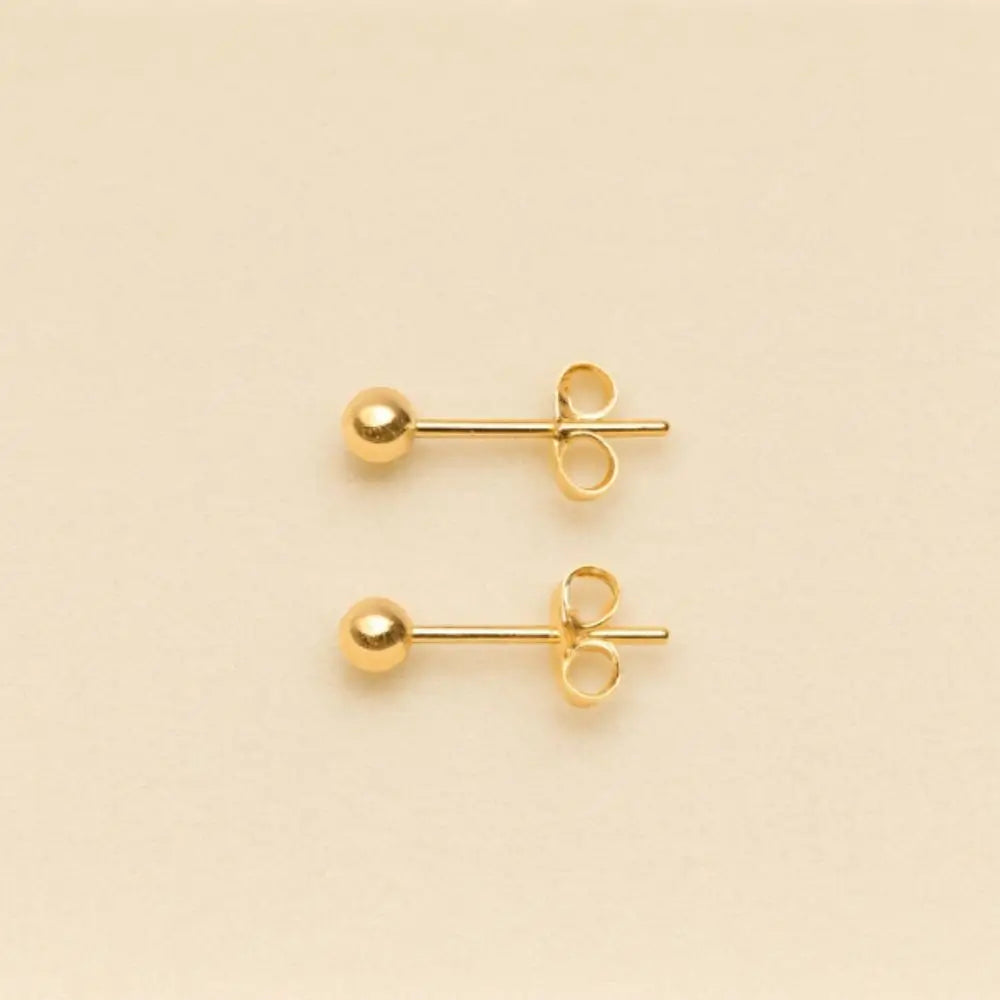 BazarVault® 3-Pair Gold & Black Stainless Steel Earrings Set – Floral Studs, Ball Studs & Clover Dangles