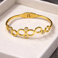 BazarVault® Adjustable Stainless Steel Gold Bracelet – Luxury Circle Crystal Design for Women