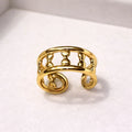 BazarVault® Adjustable Gold Stainless Steel Open Cuff Ring – Premium Women’s Jewelry