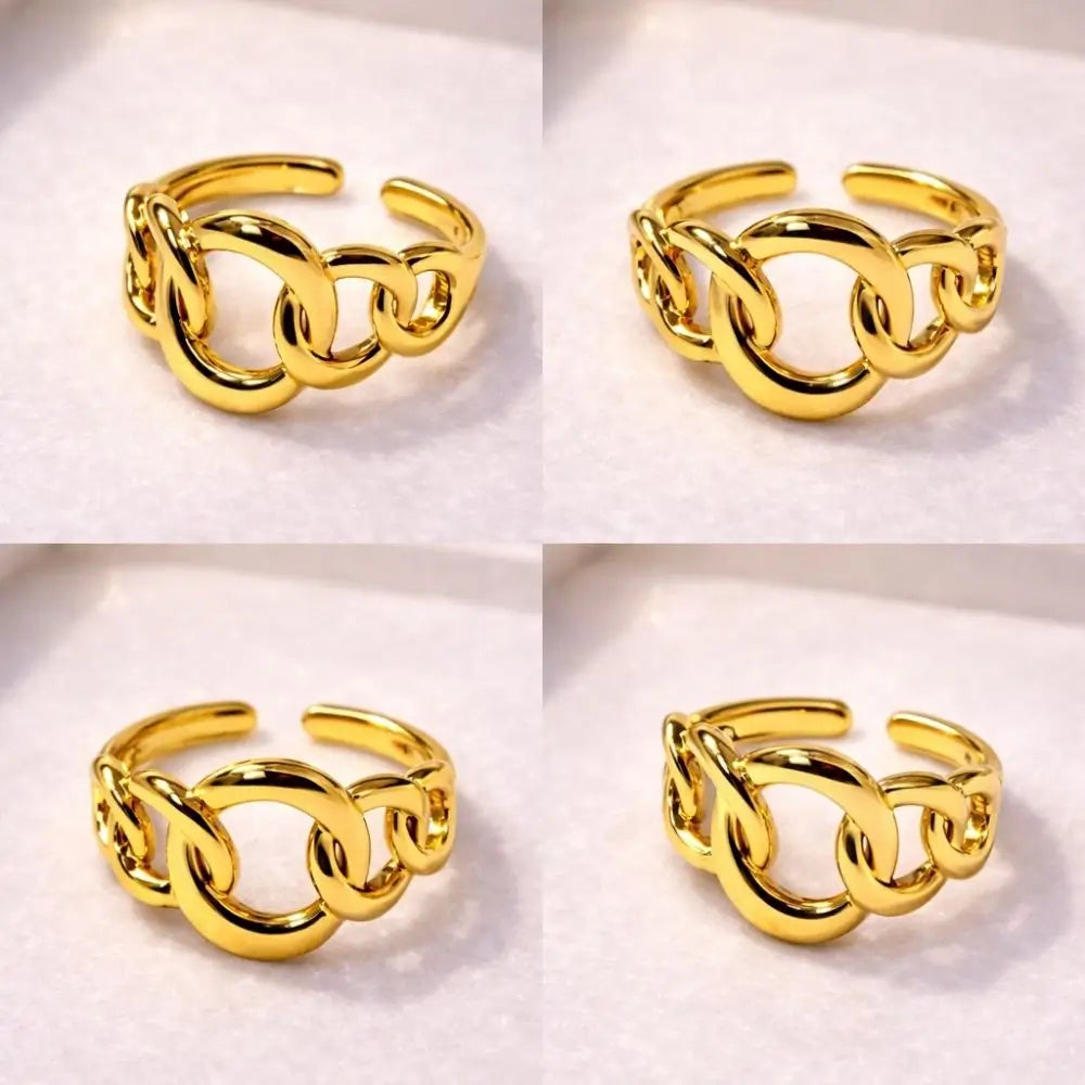 BazarVault® Adjustable Gold Chain Ring – Stainless Steel, Polished Finish